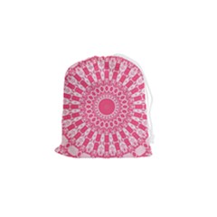 Mandala Pink Abstract Drawstring Pouch (small) by Wegoenart