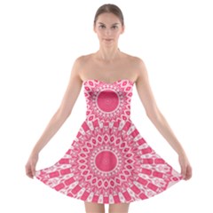 Mandala Pink Abstract Strapless Bra Top Dress by Wegoenart