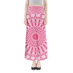 Mandala Pink Abstract Full Length Maxi Skirt by Wegoenart