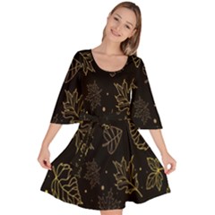 Leaves-01 Velour Kimono Dress by nateshop