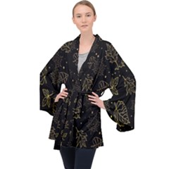 Leaves-01 Long Sleeve Velvet Kimono  by nateshop