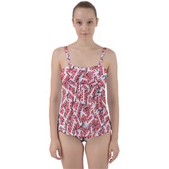 Merry-christmas Twist Front Tankini Set by nateshop