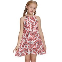 Merry-christmas Kids  Halter Collar Waist Tie Chiffon Dress by nateshop