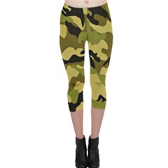 Army Camouflage Texture Capri Leggings  by nateshop