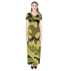 Army Camouflage Texture Short Sleeve Maxi Dress by nateshop