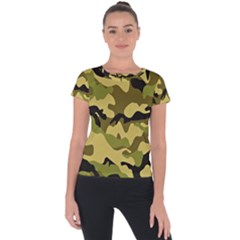 Army Camouflage Texture Short Sleeve Sports Top  by nateshop