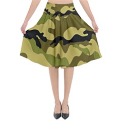 Army Camouflage Texture Flared Midi Skirt by nateshop