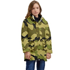 Army Camouflage Texture Kid s Hooded Longline Puffer Jacket by nateshop