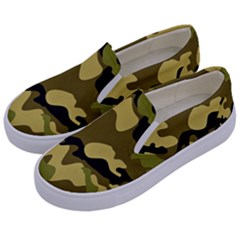 Army Camouflage Texture Kids  Canvas Slip Ons by nateshop