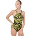 Army Camouflage Texture High Neck One Piece Swimsuit View1