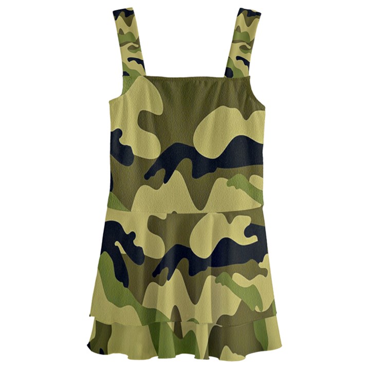 Army Camouflage Texture Kids  Layered Skirt Swimsuit