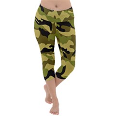 Army Camouflage Texture Lightweight Velour Capri Yoga Leggings by nateshop