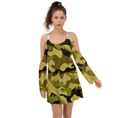 Army Camouflage Texture Kimono Sleeves Boho Dress by nateshop