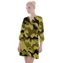 Army Camouflage Texture Open Neck Shift Dress by nateshop