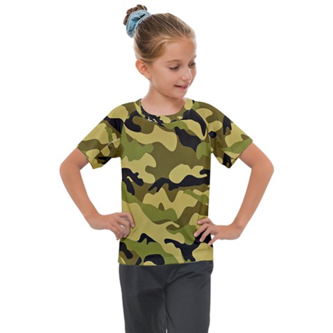 Army Camouflage Texture Kids  Mesh Piece Tee by nateshop