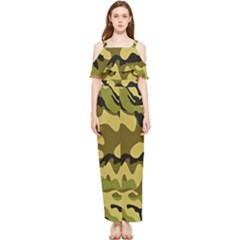 Army Camouflage Texture Draped Sleeveless Chiffon Jumpsuit by nateshop