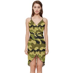 Army Camouflage Texture Wrap Frill Dress by nateshop