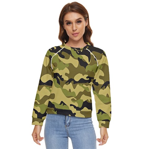 Army Camouflage Texture Women s Long Sleeve Raglan Tee by nateshop