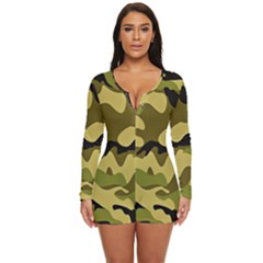 Army Camouflage Texture Long Sleeve Boyleg Swimsuit by nateshop