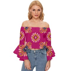 Morroco Off Shoulder Flutter Bell Sleeve Top by nateshop