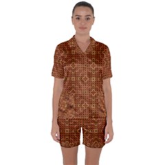 Mosaic (2) Satin Short Sleeve Pajamas Set by nateshop