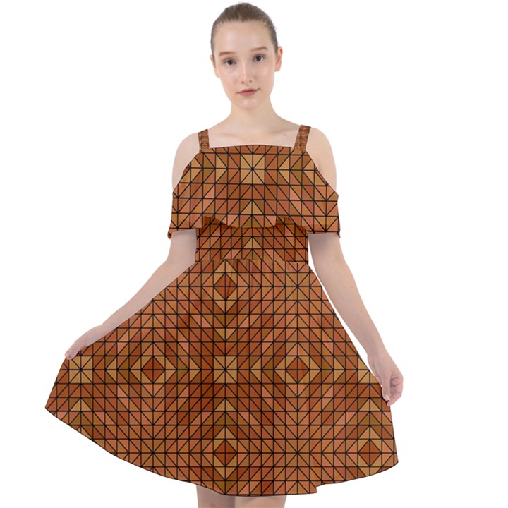 Mosaic (2) Cut Out Shoulders Chiffon Dress