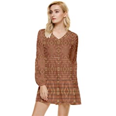 Mosaic (2) Tiered Long Sleeve Mini Dress by nateshop