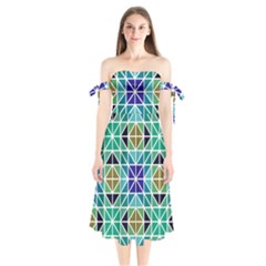 Mosaic 3 Shoulder Tie Bardot Midi Dress by nateshop