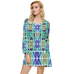 Mosaic 3 Tiered Long Sleeve Mini Dress by nateshop