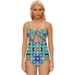 Mosaic 3 Knot Front One-piece Swimsuit by nateshop