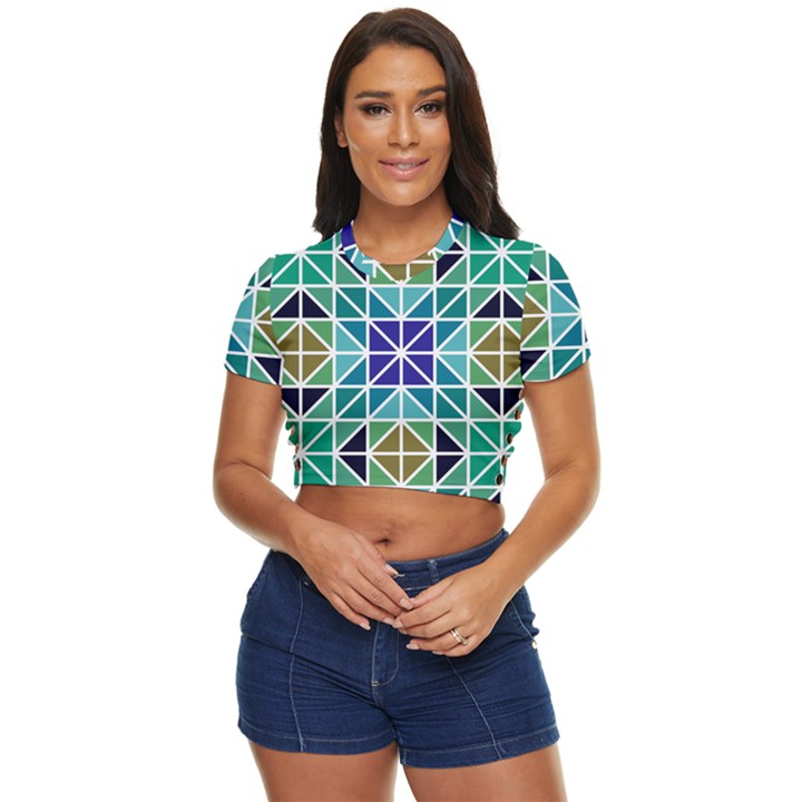 Mosaic 3 Side Button Cropped Tee