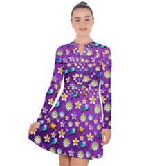 Pattern Long Sleeve Panel Dress by nateshop