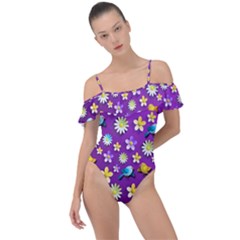 Pattern Frill Detail One Piece Swimsuit by nateshop