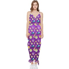 Pattern Sleeveless Tie Ankle Chiffon Jumpsuit by nateshop