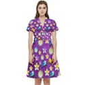 Pattern Short Sleeve Waist Detail Dress View1