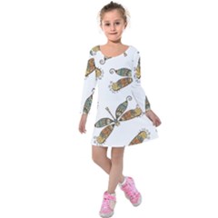 Pattern-35 Kids  Long Sleeve Velvet Dress by nateshop