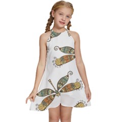 Pattern-35 Kids  Halter Collar Waist Tie Chiffon Dress by nateshop