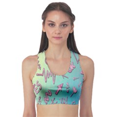 Pink Yes Bacground Sports Bra by nateshop