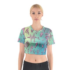 Pink Yes Bacground Cotton Crop Top by nateshop