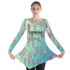 Pink Yes Bacground Long Sleeve Tunic  by nateshop