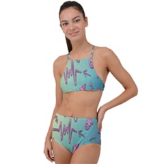 Pink Yes Bacground High Waist Tankini Set by nateshop