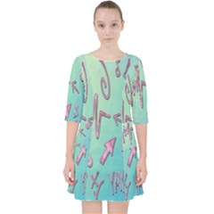 Pink Yes Bacground Quarter Sleeve Pocket Dress by nateshop