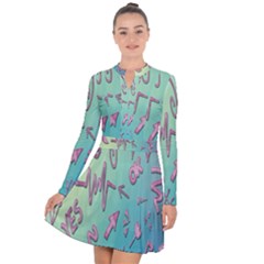 Pink Yes Bacground Long Sleeve Panel Dress by nateshop