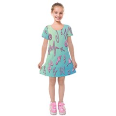 Pink Yes Bacground Kids  Short Sleeve Velvet Dress by nateshop