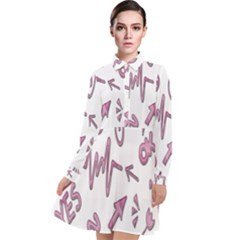 Pink Long Sleeve Chiffon Shirt Dress