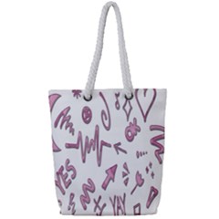 Pink Full Print Rope Handle Tote (small) by nateshop