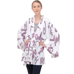 Pink Long Sleeve Velvet Kimono  by nateshop