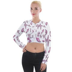 Pink Long Sleeve Cropped Velvet Jacket by nateshop