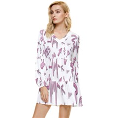 Pink Tiered Long Sleeve Mini Dress by nateshop