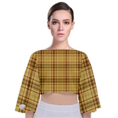 Plaid Tie Back Butterfly Sleeve Chiffon Top by nateshop